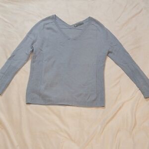 V-Neck Blue Sweater with Relaxed Fit‎ and Soft Fabric
